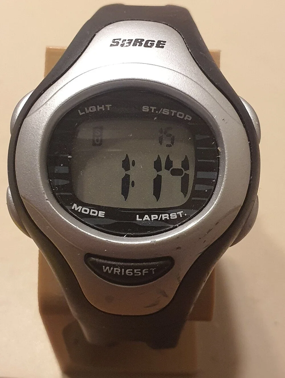 10/$20 Advance Surge Silver/Black Digital Alarm Chrono Men's Watch